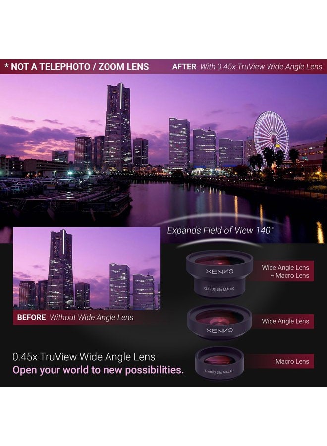 Xenvo Pro Lens Kit for iPhone, Samsung, Pixel, Macro and Wide Angle Lens with LED Light and Travel Case - Image 3